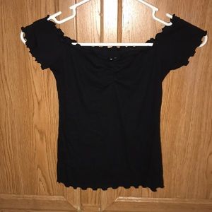 Adorable off the shoulder black ruffle hollister